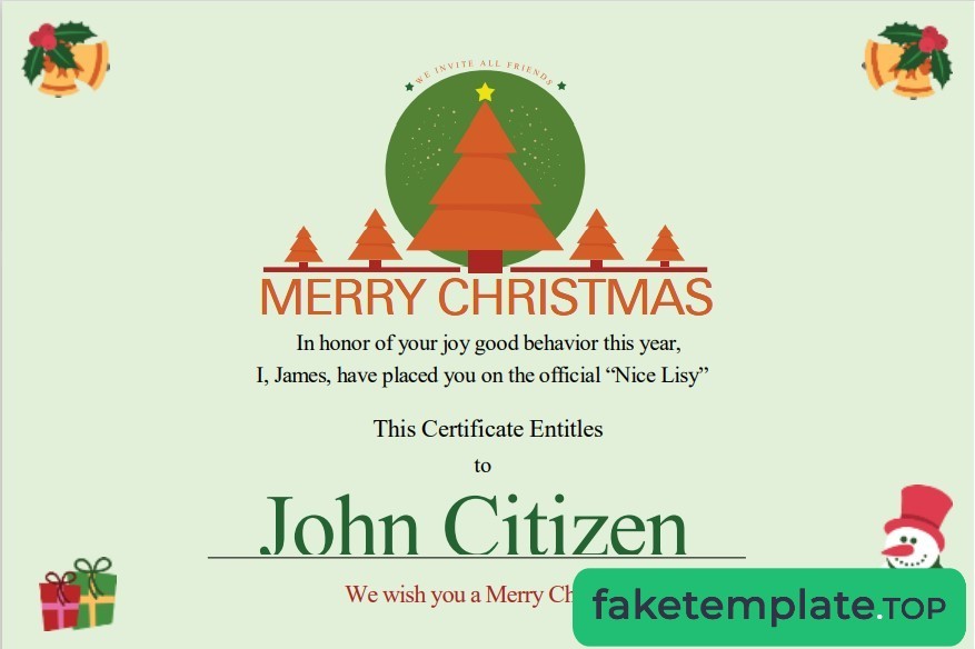 Feature of fake USA Christmas Gift cert